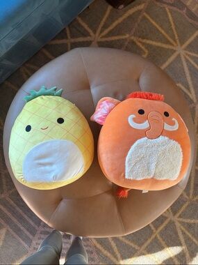 Squishmallows Yellow Pineapple & Orange Elephant Plush Duo